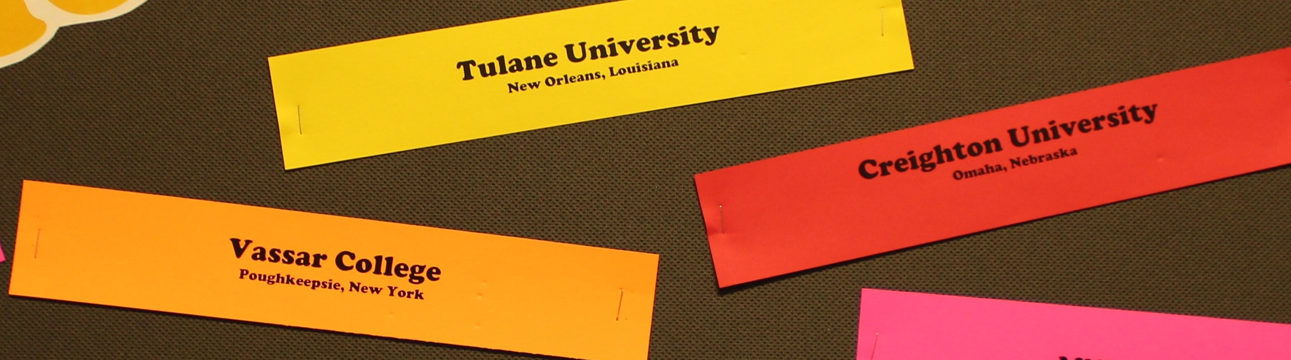 Colorful university name cards