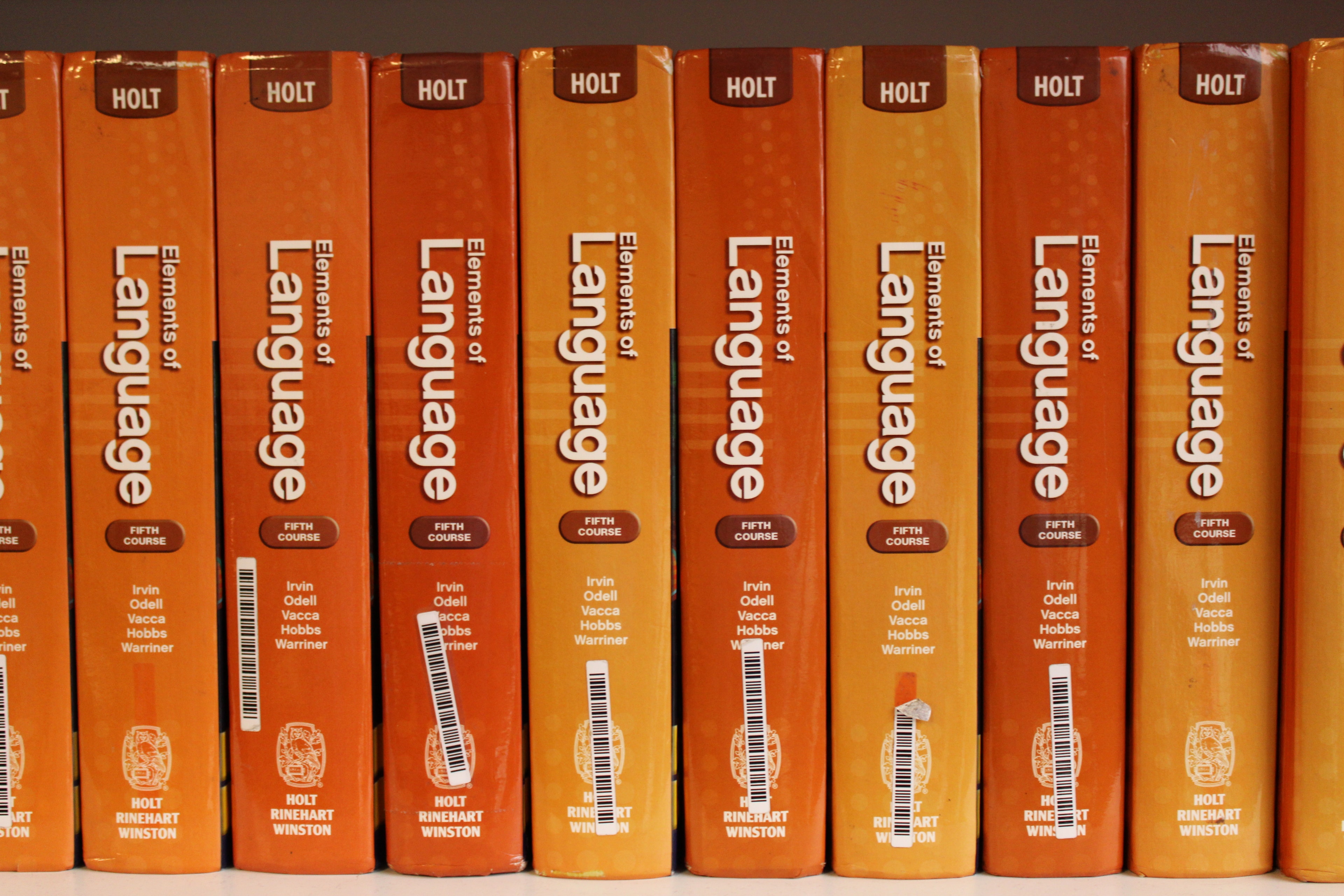 Orange textbook spines